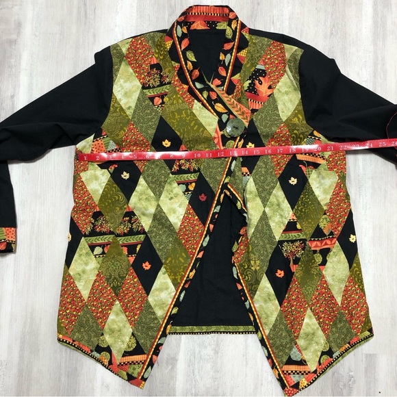 Handmade Orange Green Artsy Patchwork Jacket Size Large - Picture 11 of 14